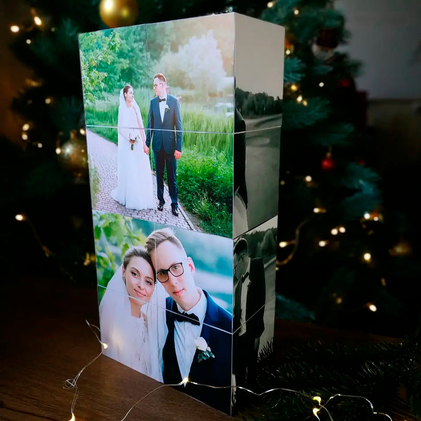 10×10 cm Personalized Photo Cube – Custom Gift with 12 Photos, Unique Memory Box for Birthday, Wedding or Anniversary