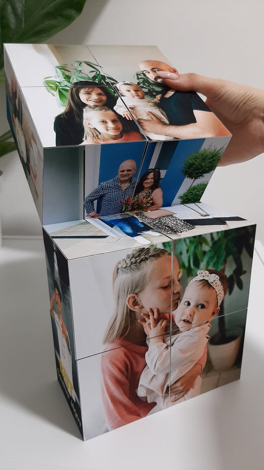 16×16 cm Personalized Photo Cube – Custom Gift with 12 Photos