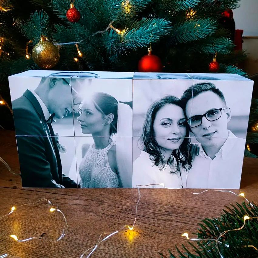 10×10 cm Personalized Photo Cube – Custom Gift with 12 Photos, Unique Memory Box for Birthday, Wedding or Anniversary