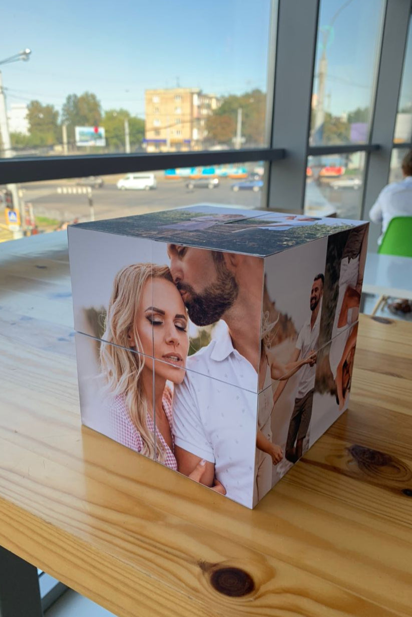 14×14 cm Personalized Photo Cube – Custom Gift with 12 Photos