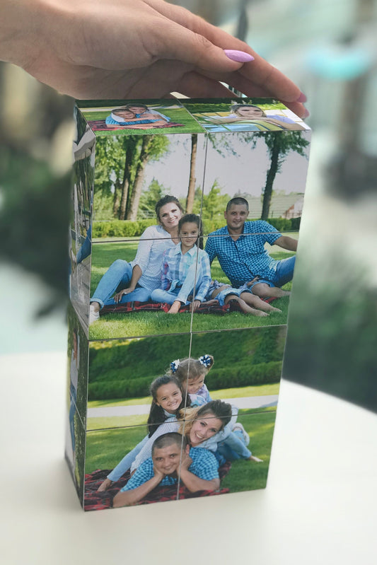 12×12 cm Personalized Photo Cube – Custom Gift with 12 Photos, Unique Memory Box for Birthday, Wedding or Anniversary