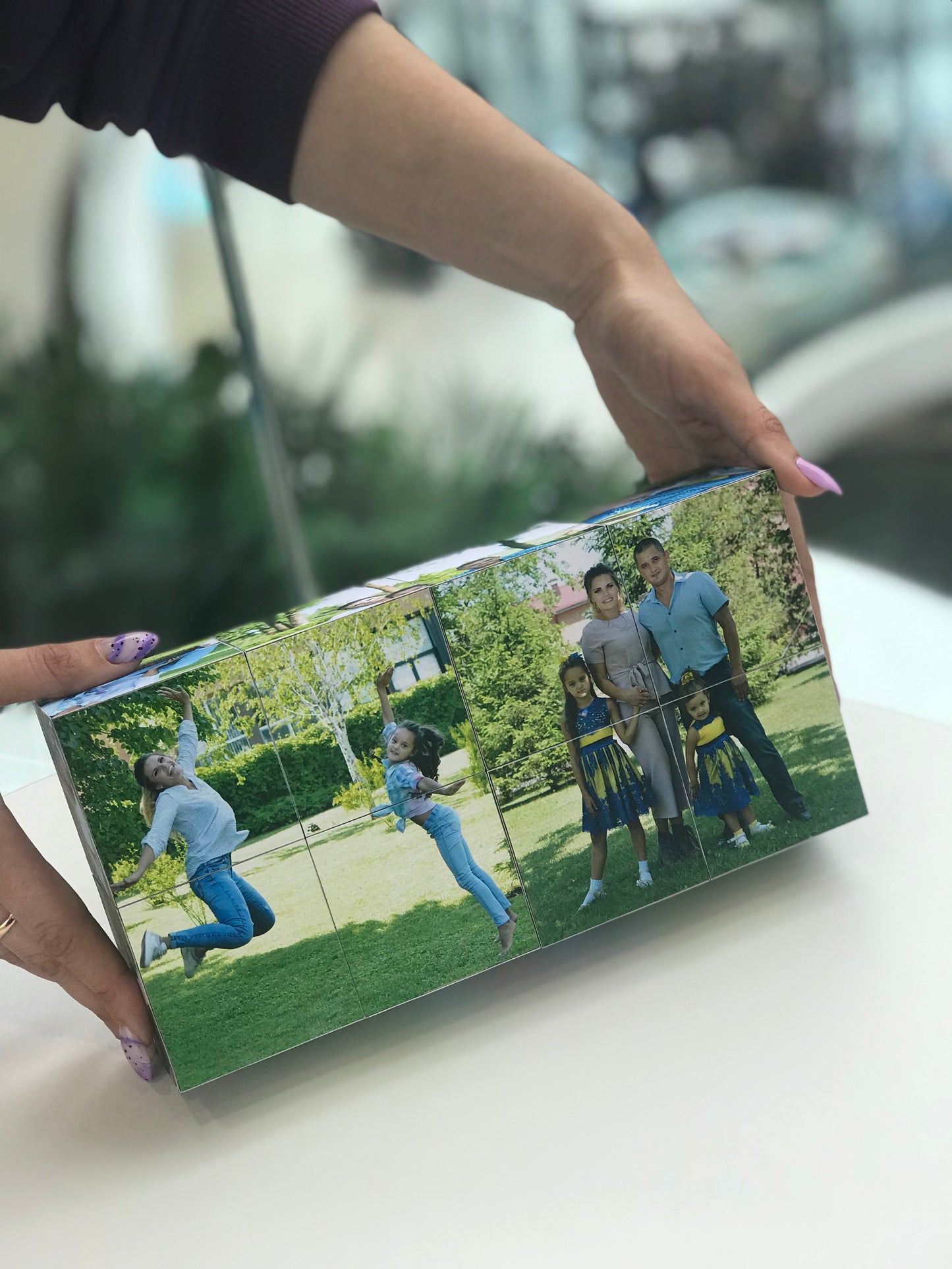 12×12 cm Personalized Photo Cube – Custom Gift with 12 Photos, Unique Memory Box for Birthday, Wedding or Anniversary