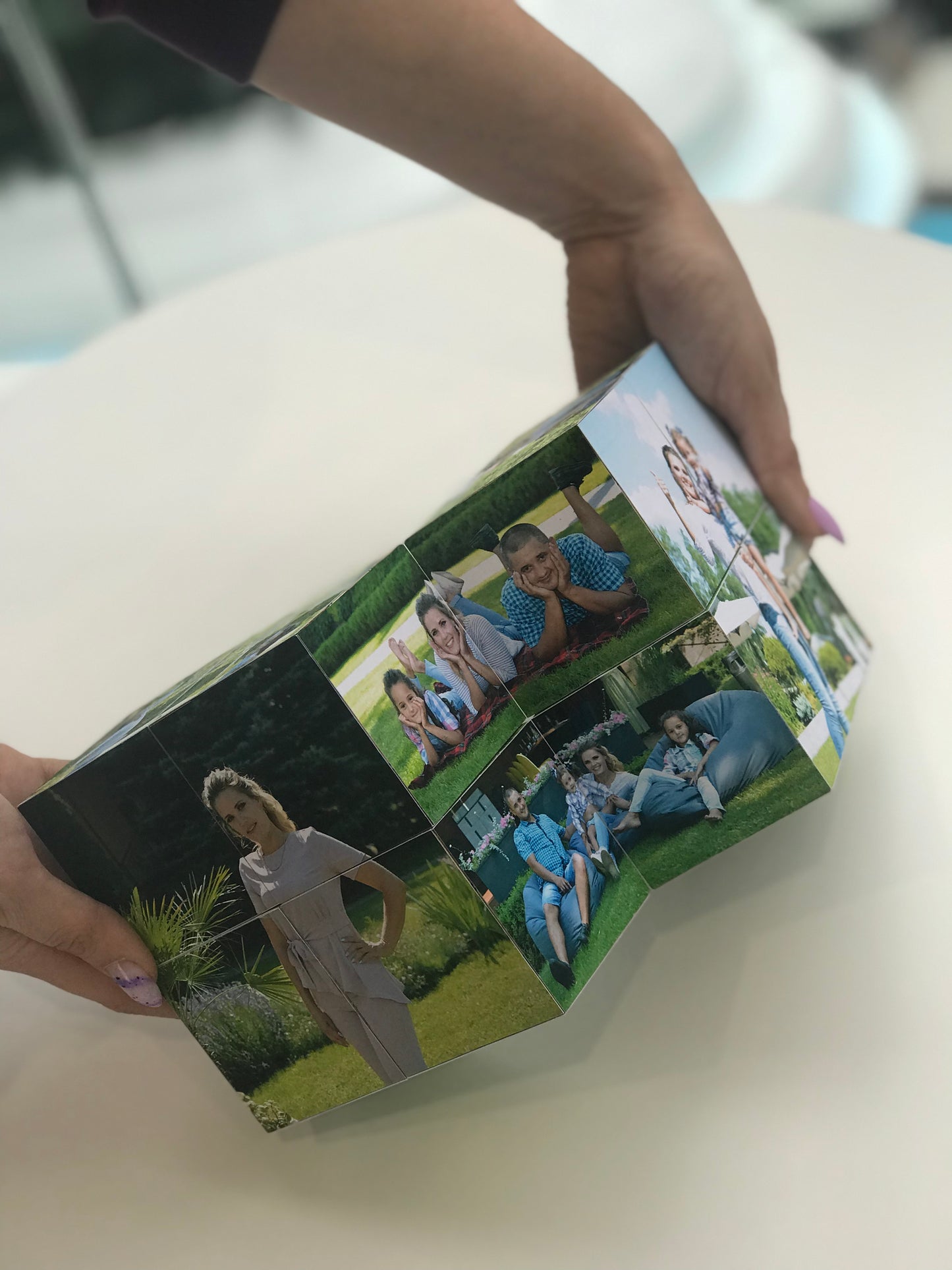 12×12 cm Personalized Photo Cube – Custom Gift with 12 Photos, Unique Memory Box for Birthday, Wedding or Anniversary