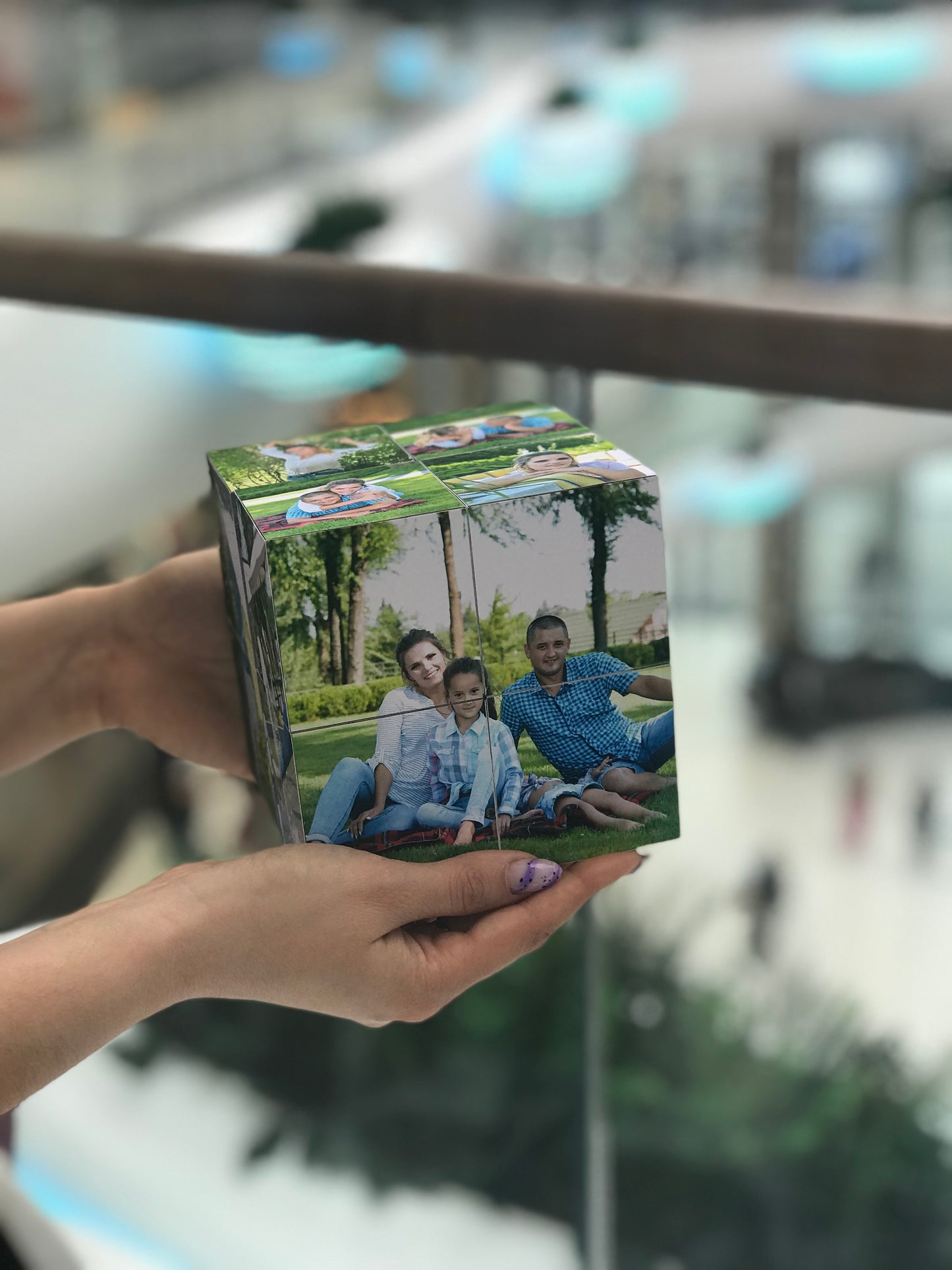 12×12 cm Personalized Photo Cube – Custom Gift with 12 Photos, Unique Memory Box for Birthday, Wedding or Anniversary