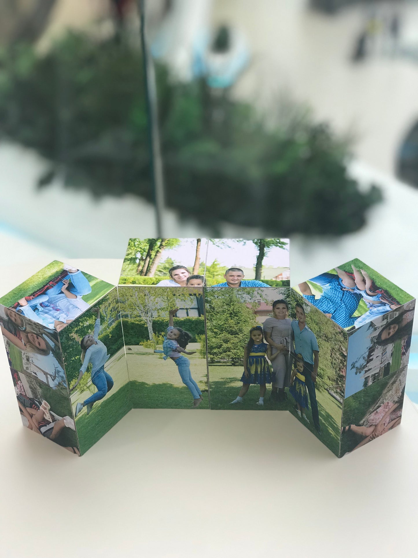 12×12 cm Personalized Photo Cube – Custom Gift with 12 Photos, Unique Memory Box for Birthday, Wedding or Anniversary