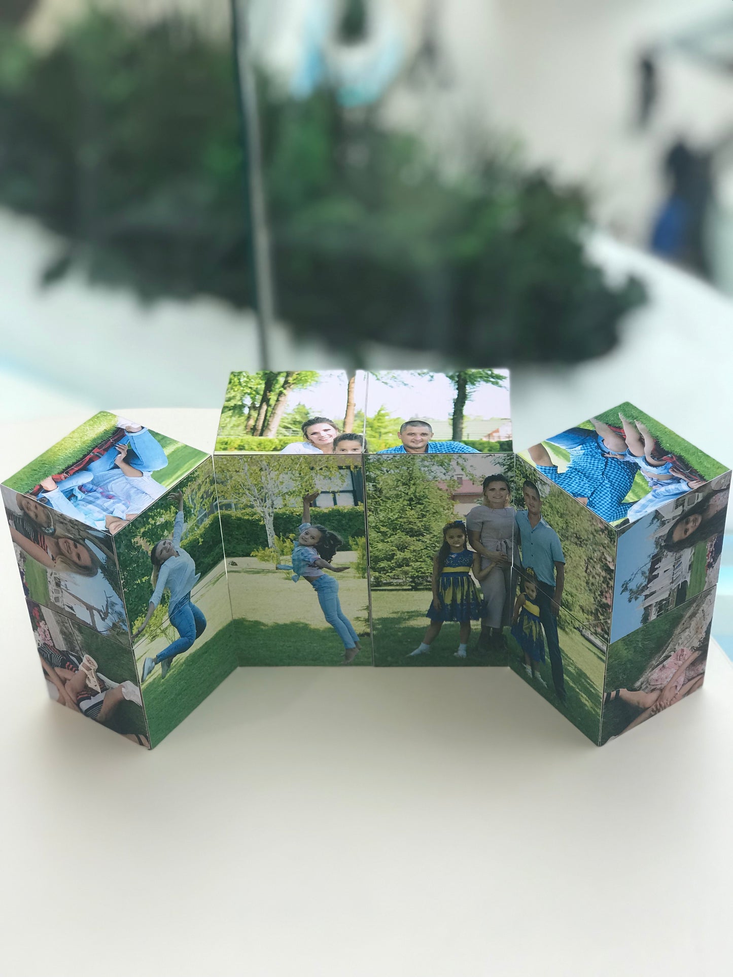 12×12 cm Personalized Photo Cube – Custom Gift with 12 Photos, Unique Memory Box for Birthday, Wedding or Anniversary