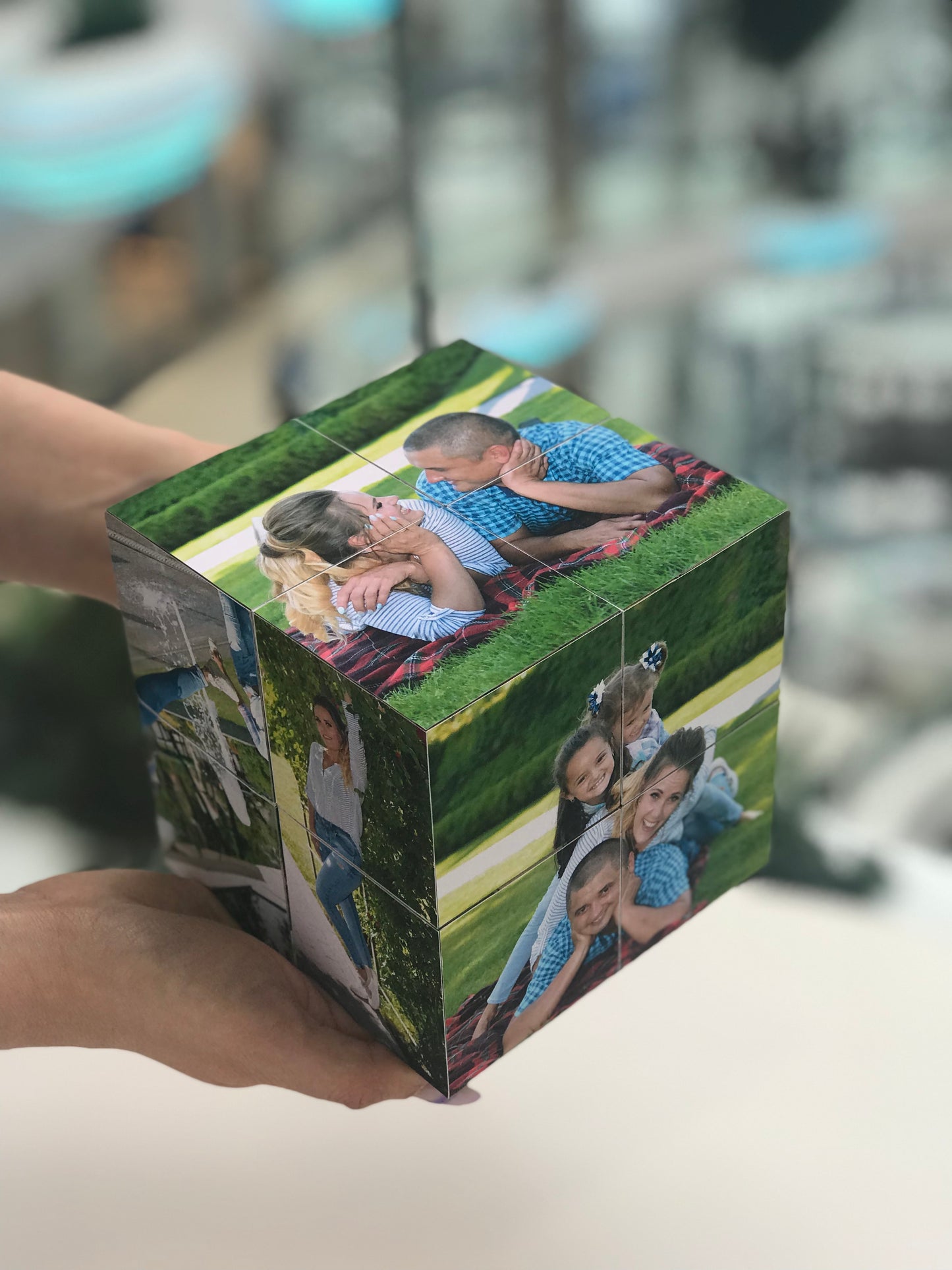 12×12 cm Personalized Photo Cube – Custom Gift with 12 Photos, Unique Memory Box for Birthday, Wedding or Anniversary