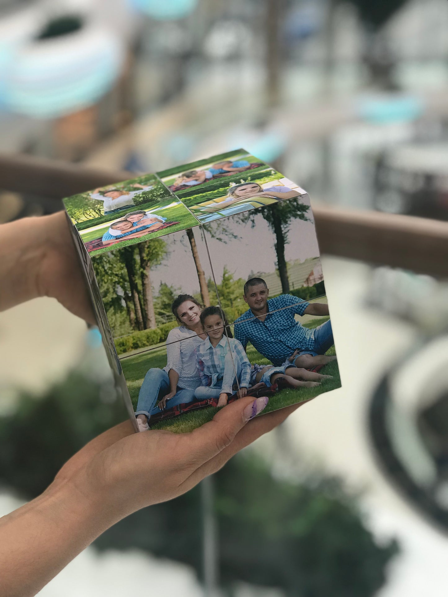 12×12 cm Personalized Photo Cube – Custom Gift with 12 Photos, Unique Memory Box for Birthday, Wedding or Anniversary