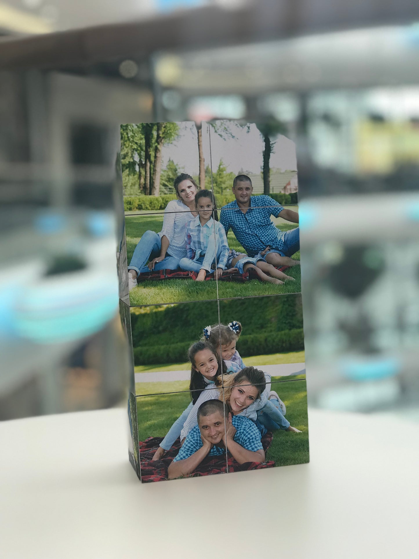 12×12 cm Personalized Photo Cube – Custom Gift with 12 Photos, Unique Memory Box for Birthday, Wedding or Anniversary
