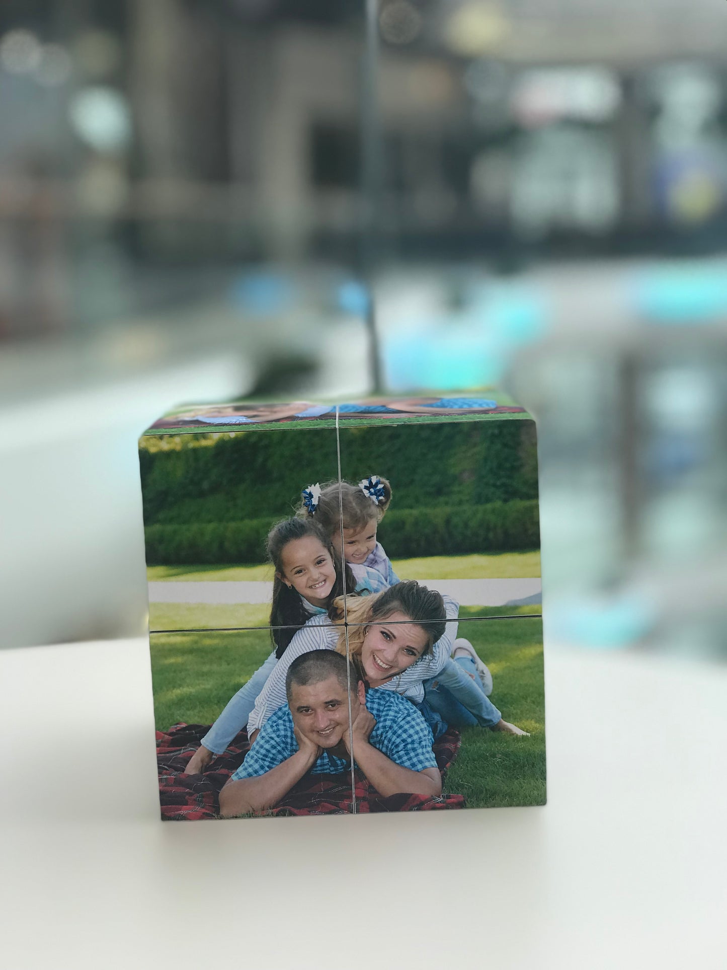 12×12 cm Personalized Photo Cube – Custom Gift with 12 Photos, Unique Memory Box for Birthday, Wedding or Anniversary
